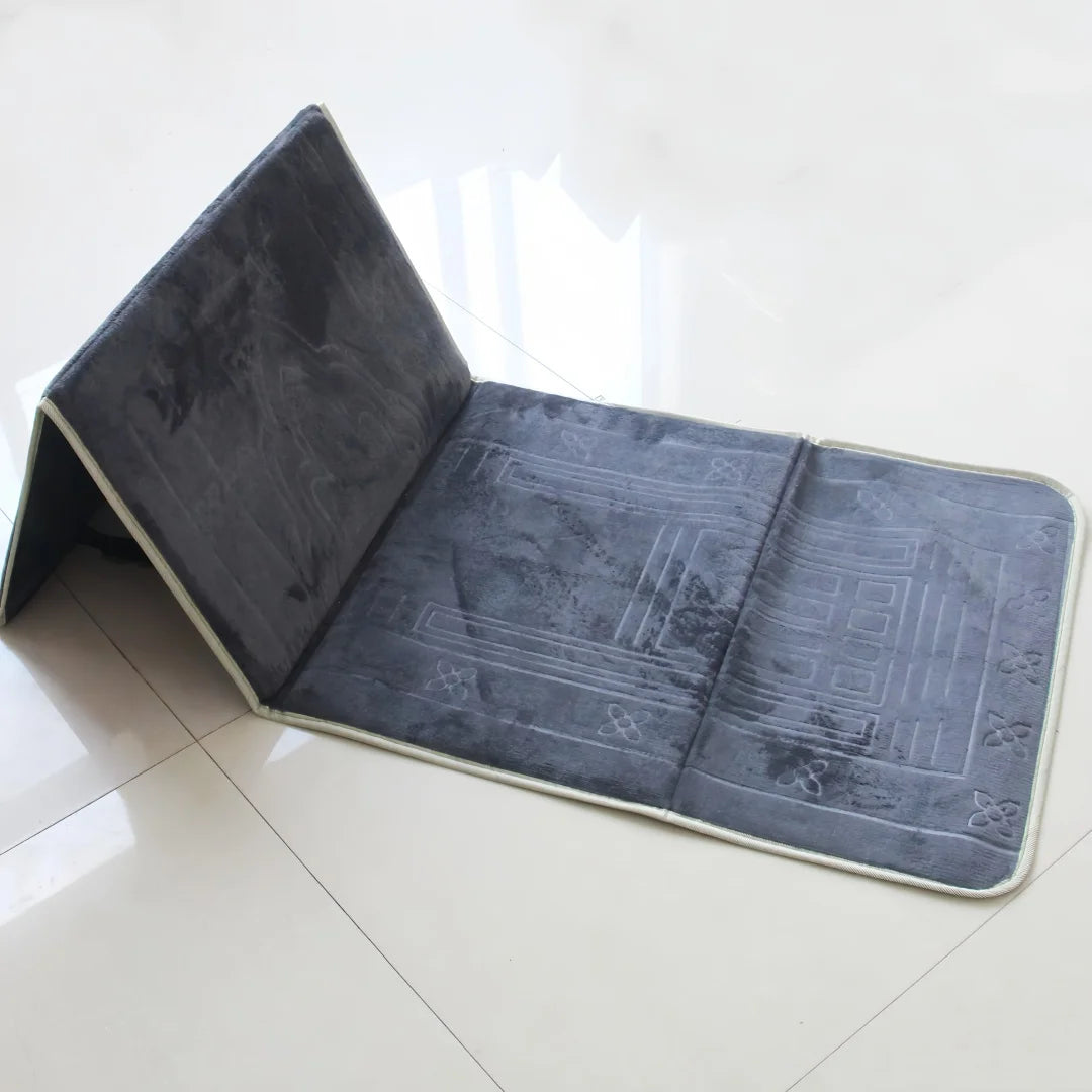 tapis prière musulman pliable velours antidérapant gris blanc moderne voyage usage intérieur extérieur İslam