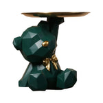 support plateau ours géométrique moderne résine rose orange vert brillant décoration sculptural figurine dorée