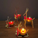 support bougie forme cerf or antlers stylisés noeud ruban moderne décoration table mariage centrope