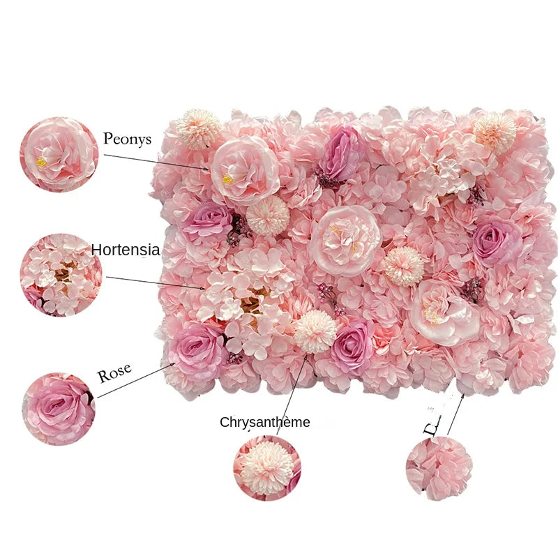 panneau mural floral rose romantique peonies hortensias chrysanthemes decoration mariage anniversaireextérieur