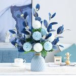 bouquet fleurs artificielles hortensia moderne décoration intérieure mariage bleu blanc vert