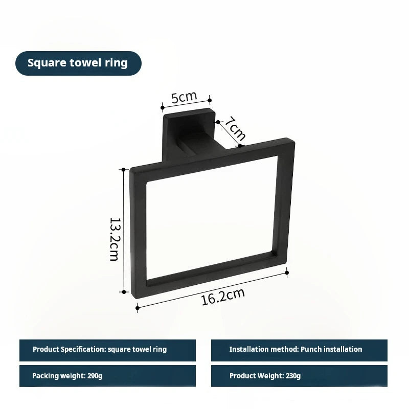 ensemble porte serviettes moderne noir mat acier inoxydable finition laquée fixe salle bain 60cm