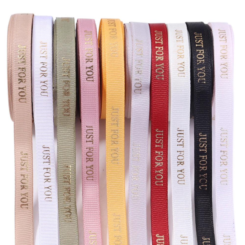 ruban polyester imprimé rayures just for you 10 yards beige rose gris blanc rouge