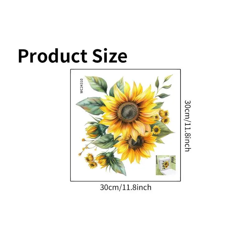 stickers decoratifs toilette fleurs tournesols papillons feuilles adhésifs salle bain jaune vert rose bleu