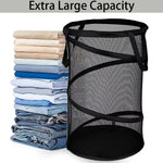 panier linge pliable tissu polyester noir gris blanc moderne semi transparent renforcé poignées