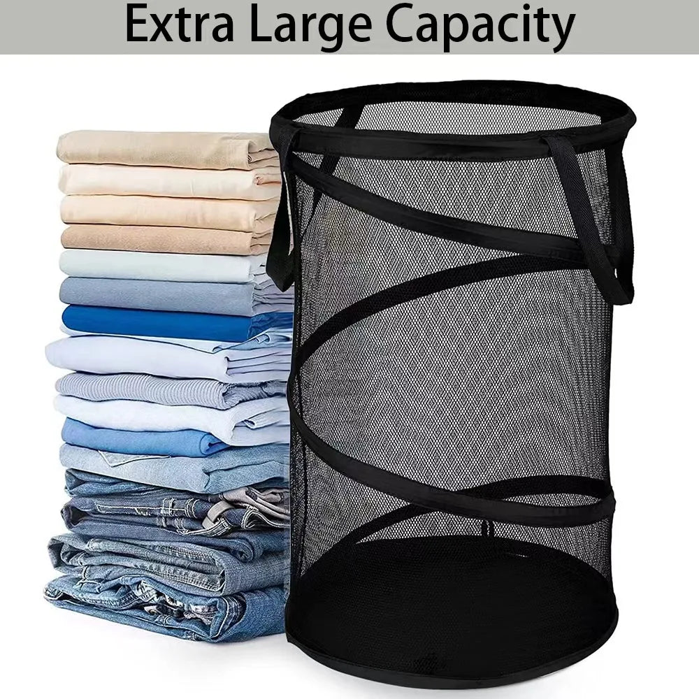 panier linge pliable tissu polyester noir gris blanc moderne semi transparent renforcé poignées