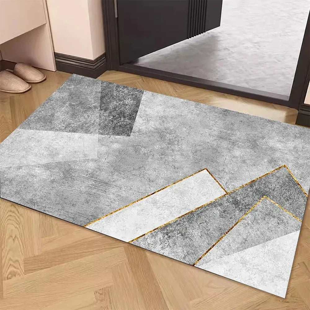 tapis gris moderne géométrique antidérapant salon porte 40x60cm 50x80cm polyester
