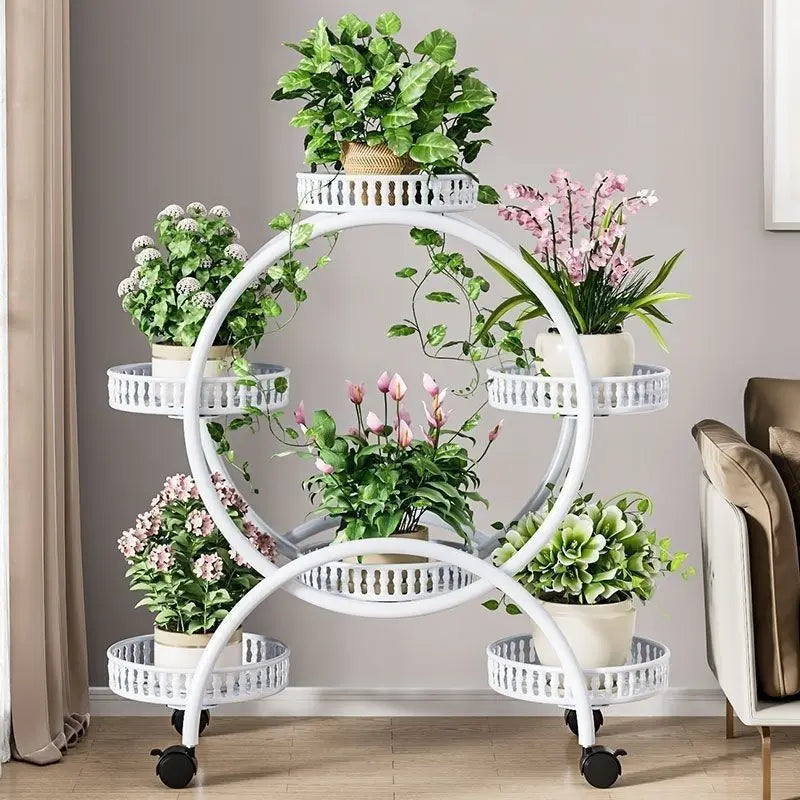 étagère plantes moderne multi niveaux roulettes blanc noir marron doré minimaliste