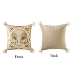 Coussins décoratifs carrés motif floral roses vintage beige lit canapé chambreextérieur