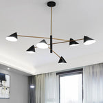 Suspension lumineuse moderne conique noir doré sources lumineuses chambre salon