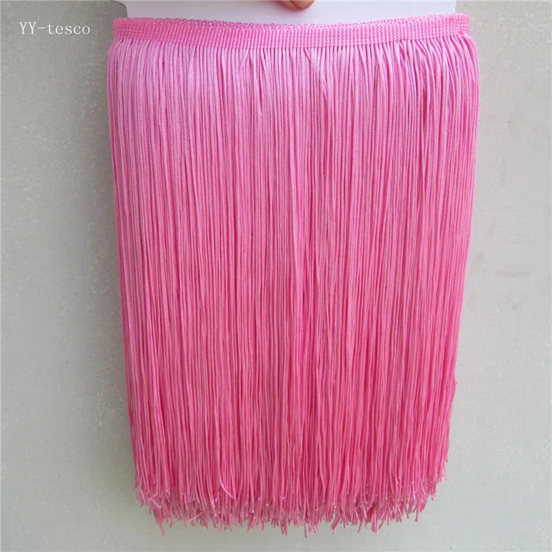 franges polyester orange rayées 30cm long 5mètres rideau décoration vêtement textile moderne