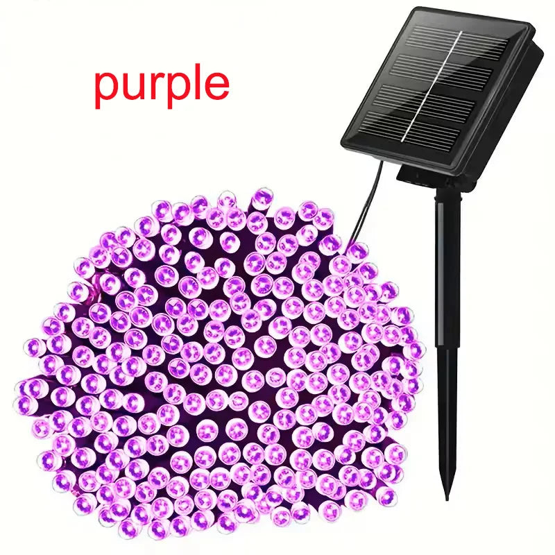 guirlande lumineuse solaire violet or multicolore moderne étancheextérieur led tringle panneau solaire