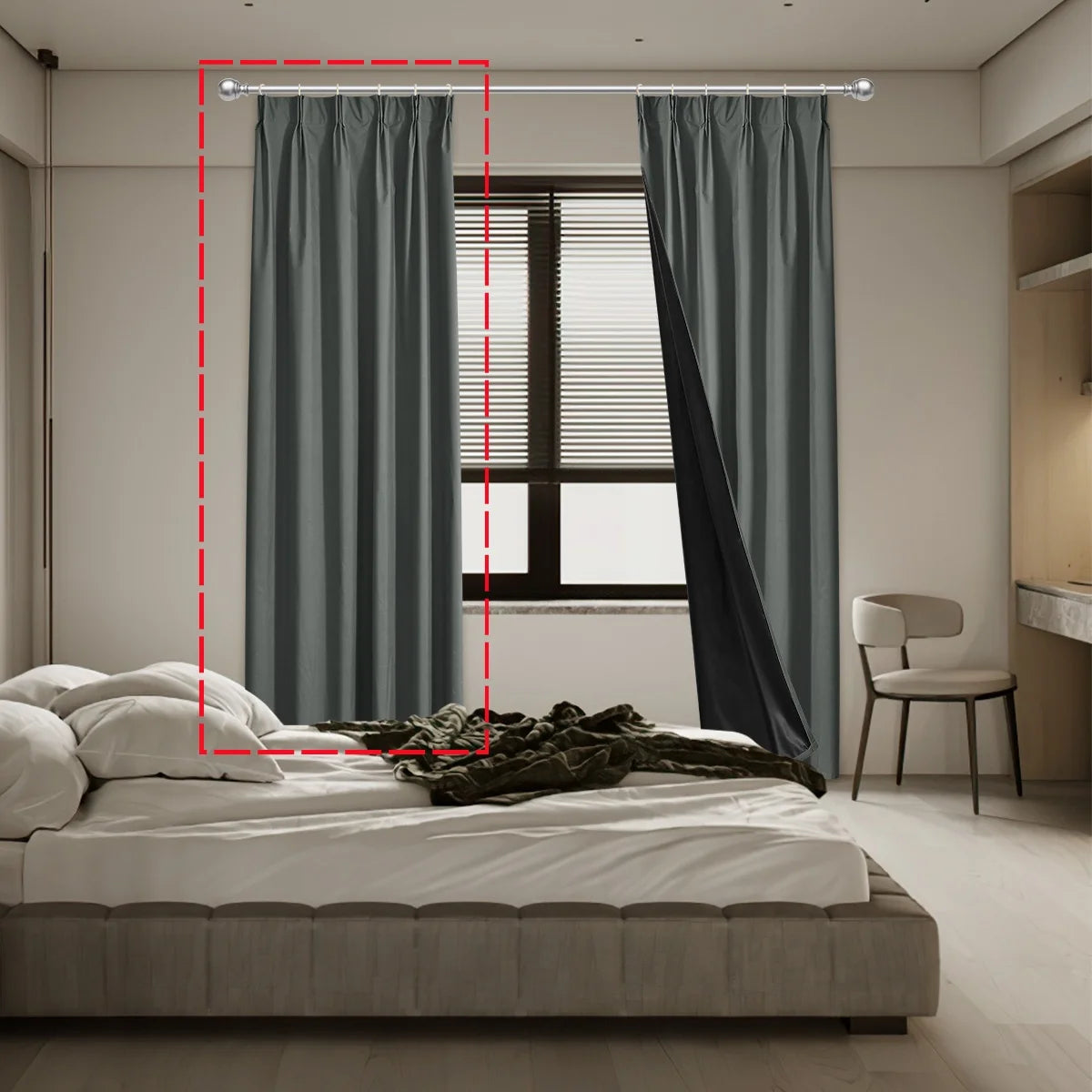 rideau moderne gris foncé uni opaque salon chambre coucher