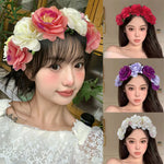 couronne fleurs artificielles bohème rouge rose blanche violette cheveux décoration mariage anniversaireintérieur