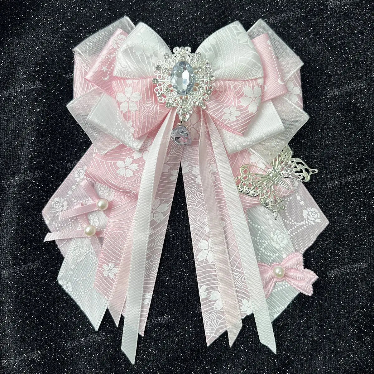 épinglette cheveux bleu clair rose pâle vert pastel papillon strass élégante occasion fête anniversaire