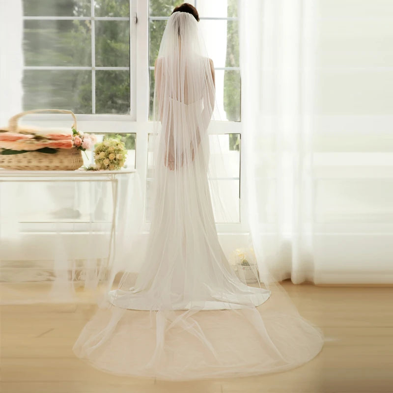 voile mariée deux couches tulle transparent classique blanc ivoire adult female