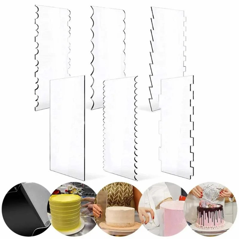 spatules gâteau transparentes décoration bord glaçage peigne lisse outils cuisine blanc classique