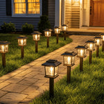 lampes solaires led modernes noires transparentes allées chemins jardins étanches 12 pack