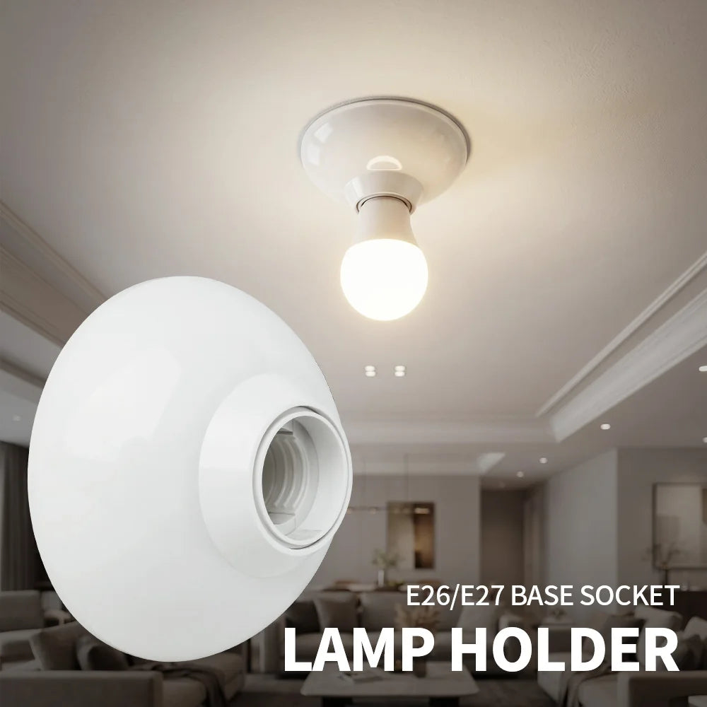 support ampoule led e27 blanc rond moderne fixation murale vis basse tension rohs lvd