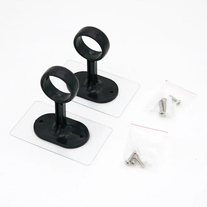 rideau moderne clips transparents anneaux suspension noir polyester tringle auto collante sans perçage