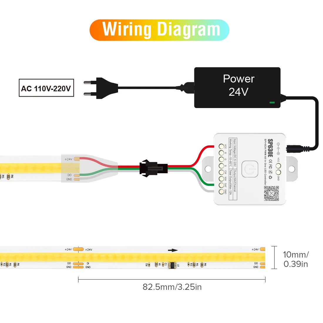 ruban led 576 led 2700k 6500k 24v clips horizontales moderne blanc jaune bleu