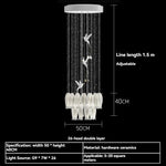suspension lumineuse moderne blanc feuilles fines chaines minimaliste led