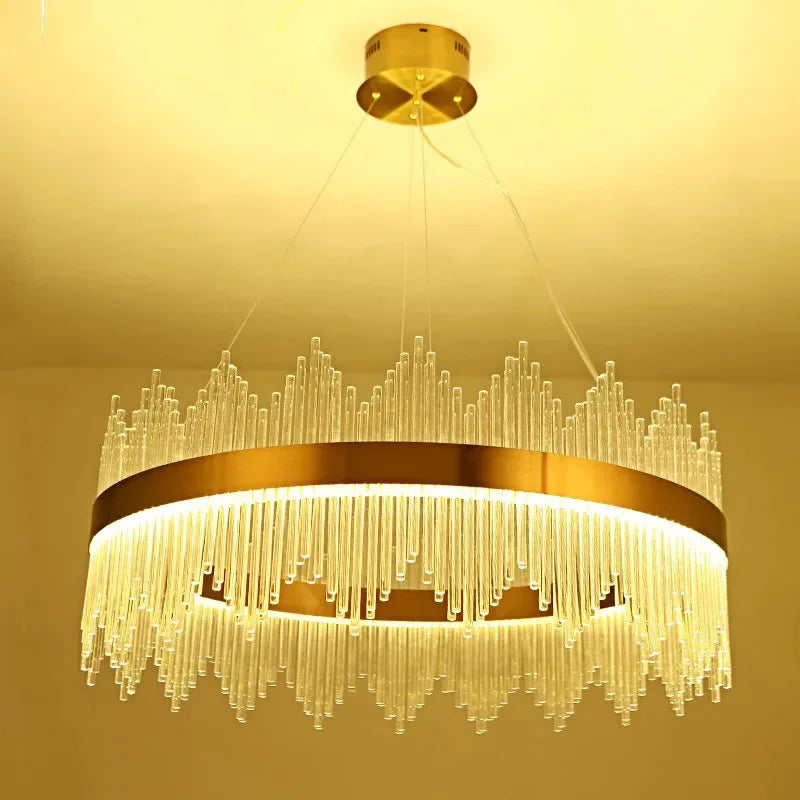 lustre suspension cristal moderne doré blanc plafonnier luxe salon chambre luminaires rond rond