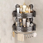 étagère salle bain moderne gris perforée succion porte savon crochets serviette