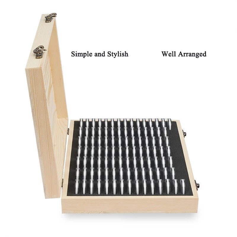 coffret rangement pieces monnaie 120 porte monnaie tampons ajustables bois naturel simple