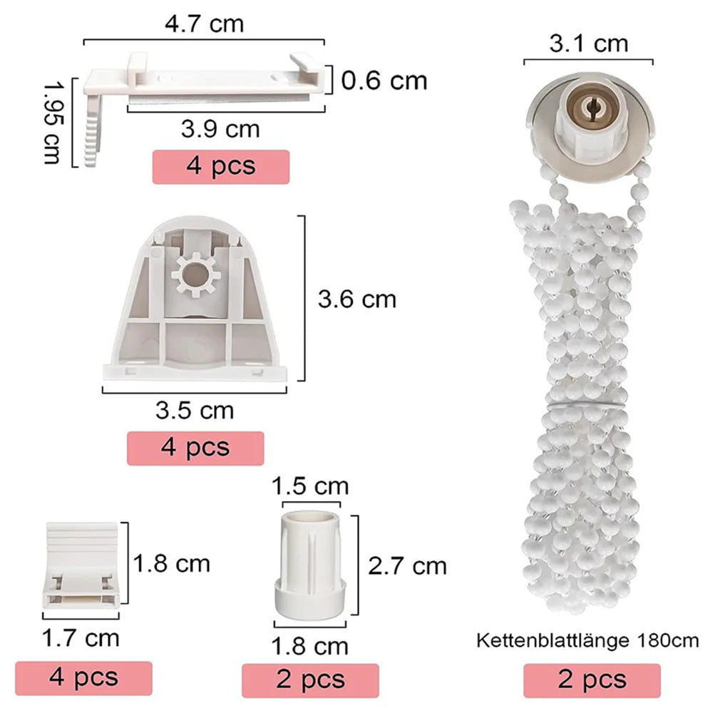 kit rideau chaîne clips support tiges moderne blanc fixations stores éléments remplissage