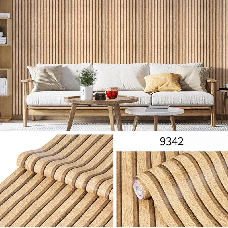 décoration murale papier peint motifs lignes verticales moderne minimaliste adhésif PVC marron beige gris