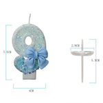 décoration anniversaire bougie chiffre paillettes argentées bleu clair festive tringle métallique simple élégante cute