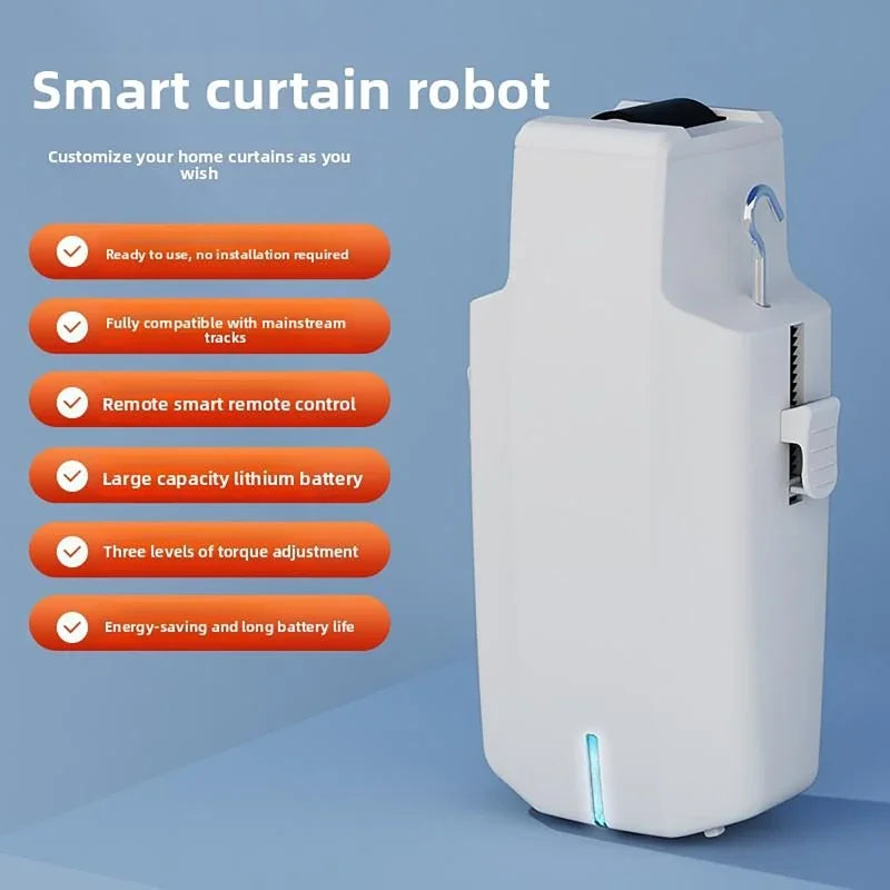 rideau robotique intelligent blanc moderne télécommande clips rideau câble données automatique