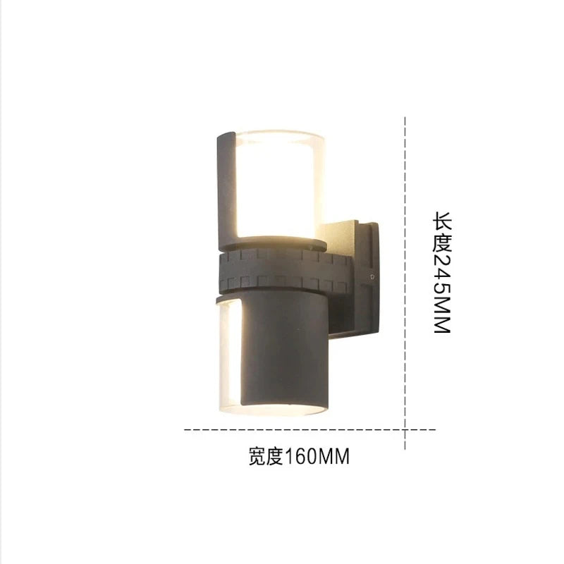 applique murale moderne led étanche noir doré 12w ip65 aluminium