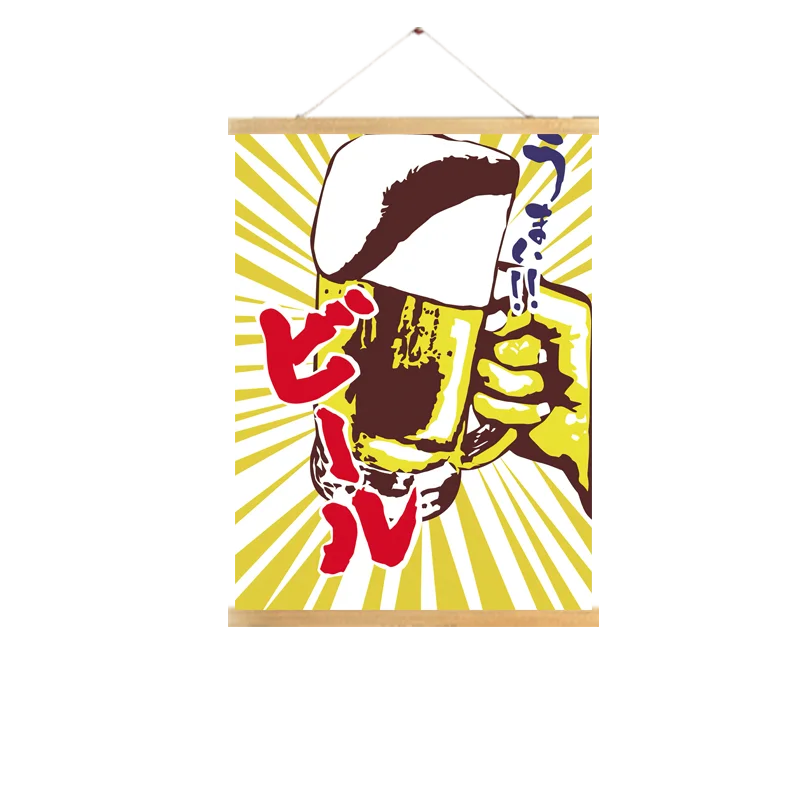 affiche toile japonaise lutte sumo bière décoration restaurant sushi ramen mur traditionnel