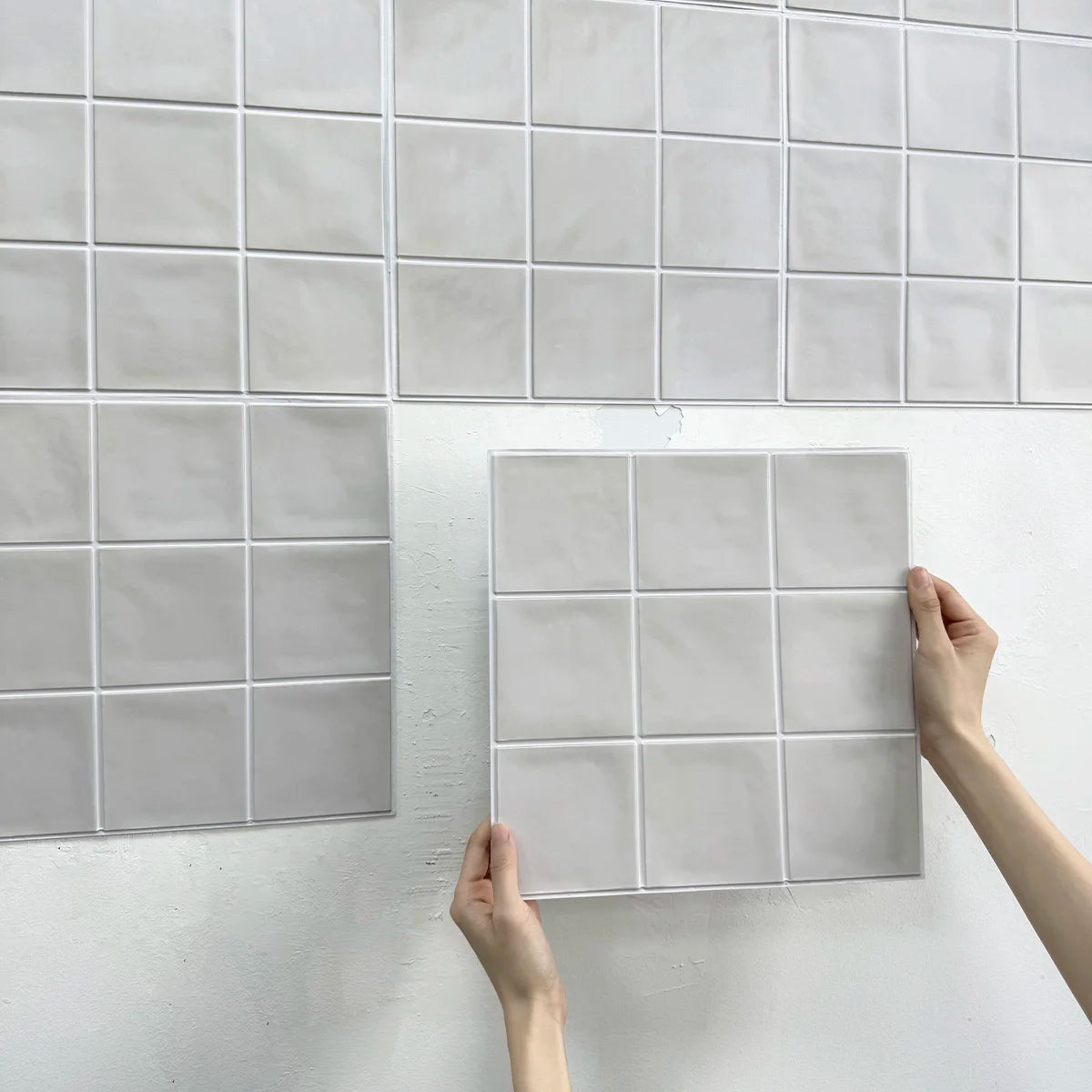 carreaux mur 3d pvc gris clair moderne adhésifs facile découper nettoyer 30x30cm 10 pièces