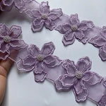 ruban dentelle motif floral coton polyester mariage rose blanc violet transparent