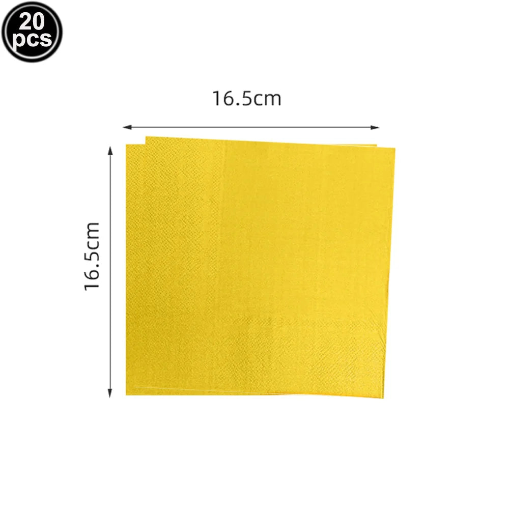serviettes papier colorées anniversaire enfants fêtes simple bleu rose rouge noir vert jaune violet