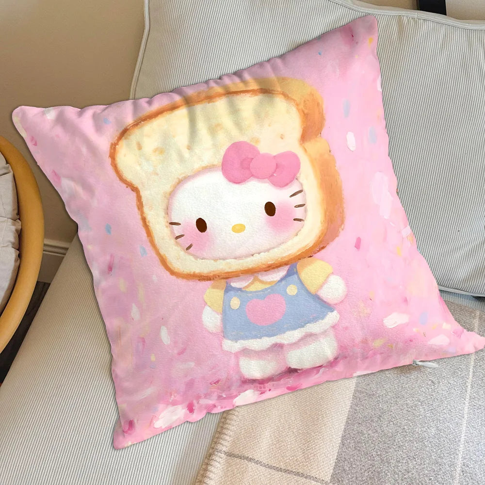 coussin décoratif carré motif hello kitty cartoon canapé lit chaise maison couleur rose