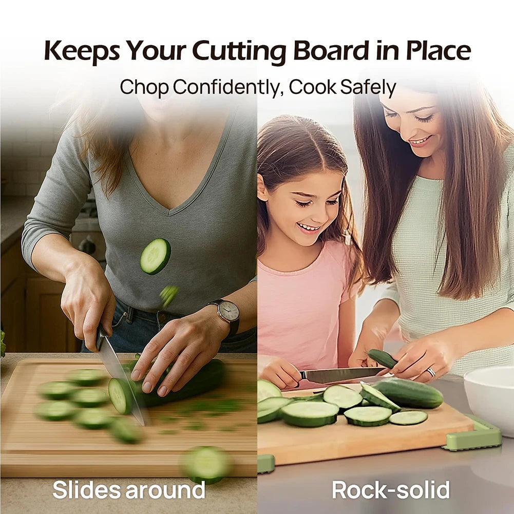 pads antidérapants silicone couleurs variées protection planche découpe cuisine sécurité chef professionnel modernité utilitaire