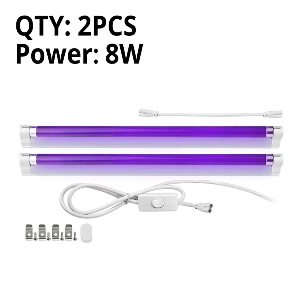 lampe uv led 8w blanc noir moderne interrupteur controle insectes fluorescence