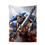 tapisserie murale warhammer 40k personnage armé bleu noir rouge moderne détaillée hand washable digital