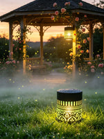 lampe solaire mandala noir doré moderne éclairage extérieur jardin