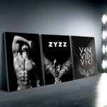 affiches homme musclé ailes zyzz veni vidi vici noir blanc moderne minimaliste papier cadre