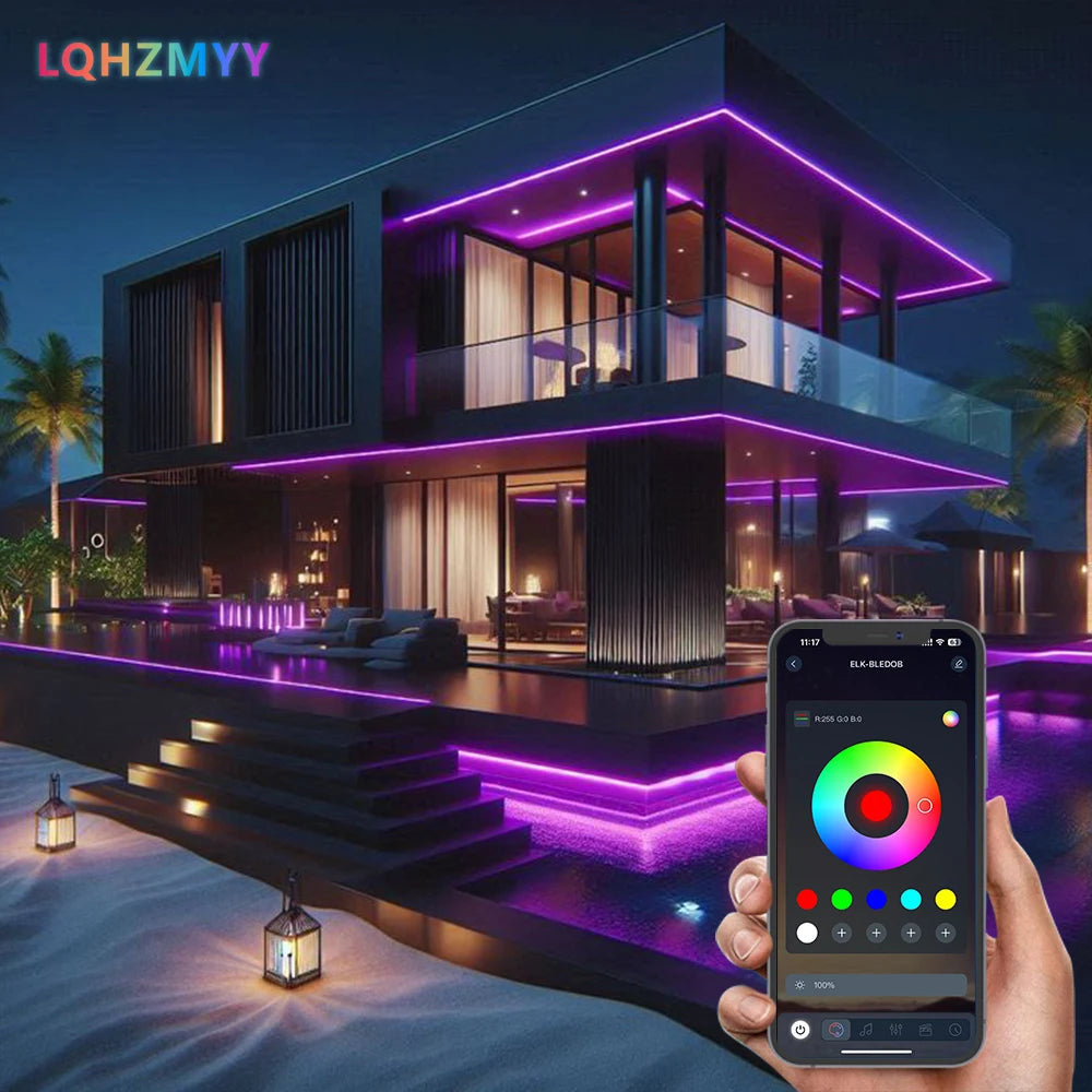 ruban led multicolore adhésif télécommande bluetooth application contrôle moderne lumineux découpable usb rechargeable