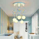suspension lumineuse verre résine chevaux arc ciel moderne bleu rose enfant blanc contemporain