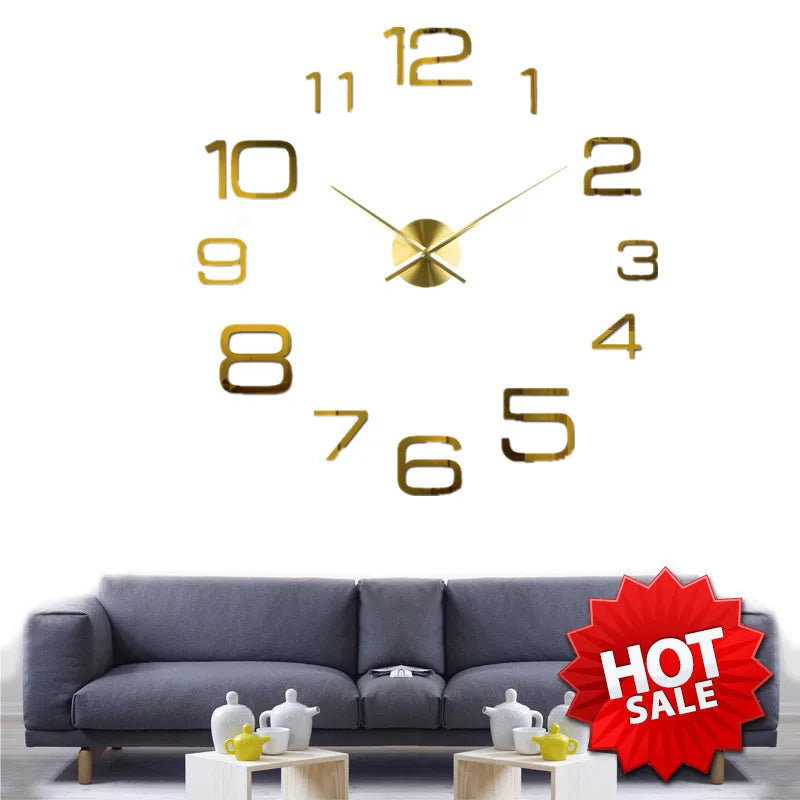 Horloge murale design grand format acrylique miroir gris