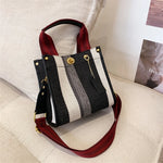 sac main femme toile polyvalent rayé poches intérieures appliques décontracté moderne casual