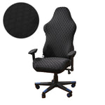 Housse chaise jeu polyester jacquard moderne noire carreaux géométriques zip ceinture