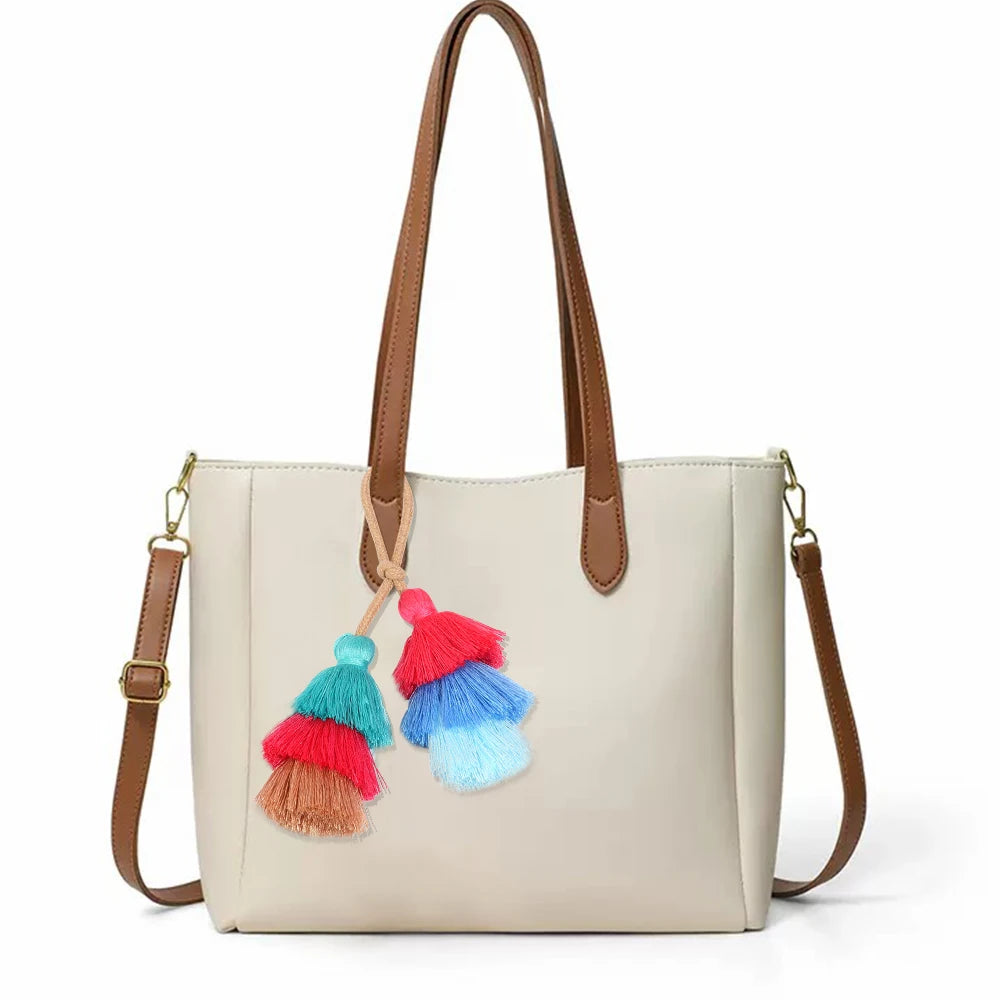 pompons multicolores tissés franges bohèmes décontractés accessoire décoration sacs rideaux artisanal DIY